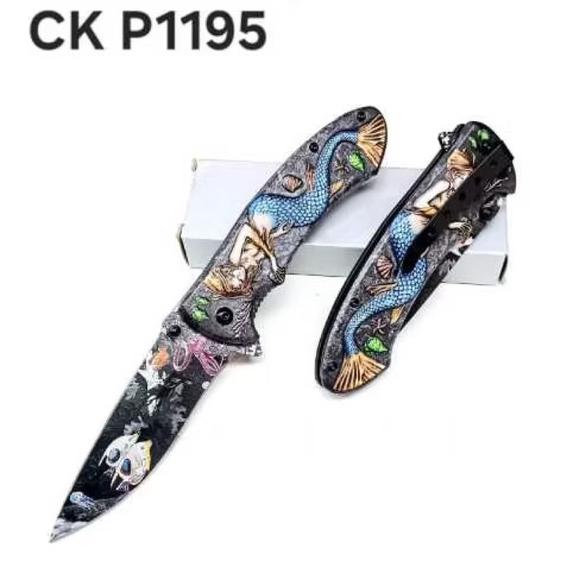 Pisau Lipat pisau outdoor baja tahan karat model duyung pisau camping anti-slip pisau outdoor portab