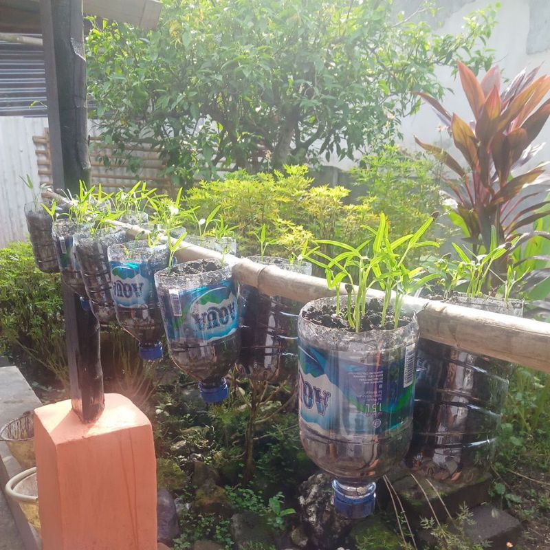 pot kreasi botol bekas 1 set (4botol)