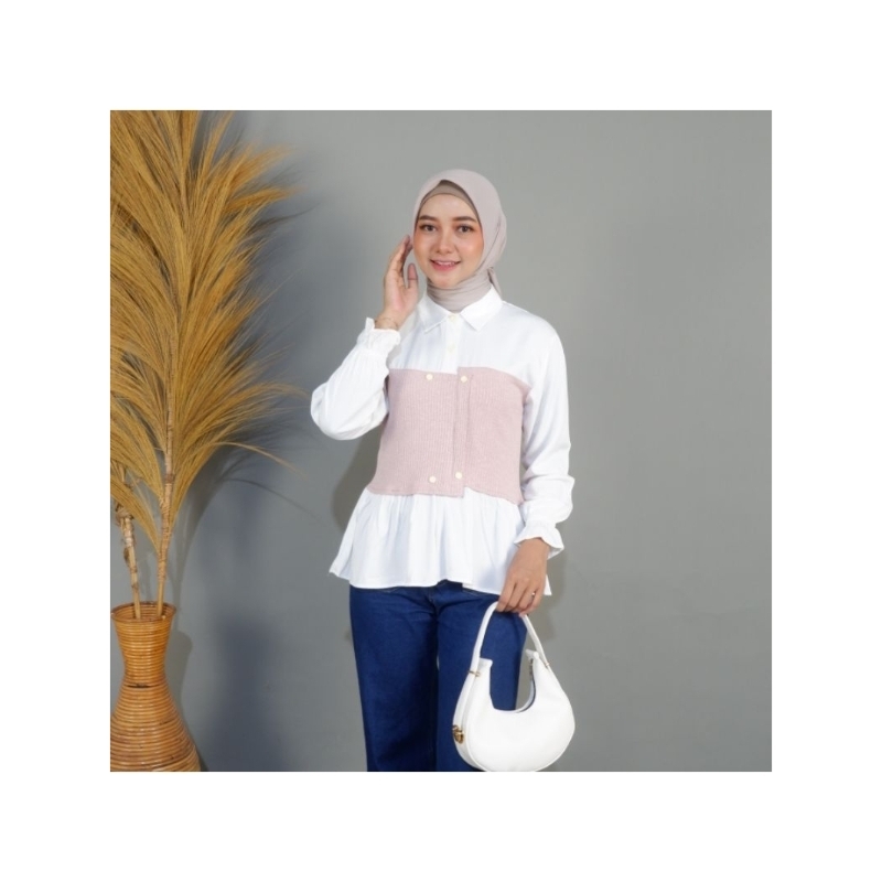 manda top blus oversize - Atasan wanita  rayon kobinadi kenit  premium blus atasan wanita