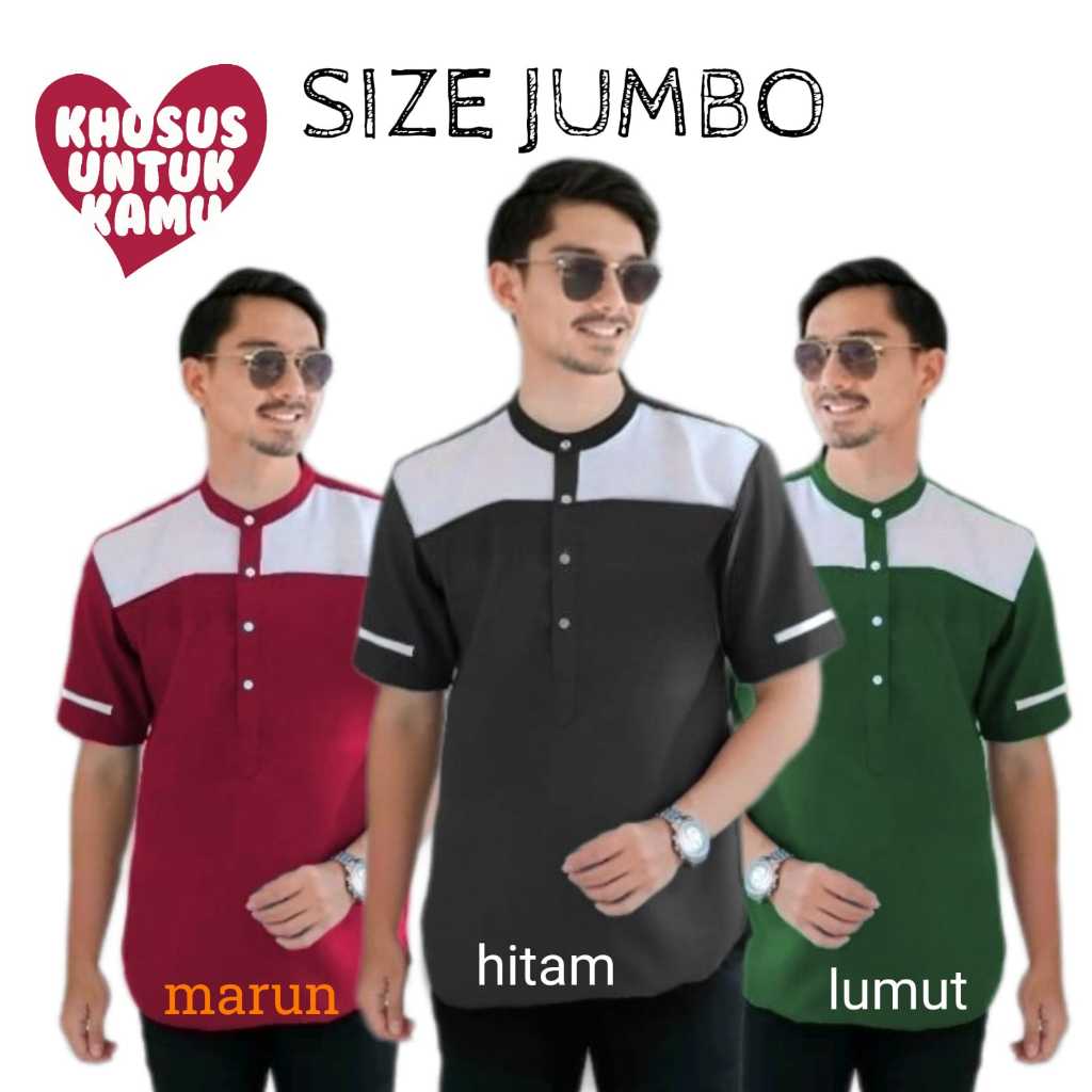 Baju Koko Kurta Jumbo Kaos Kurta Over Size Pria S M L XL - 8XL