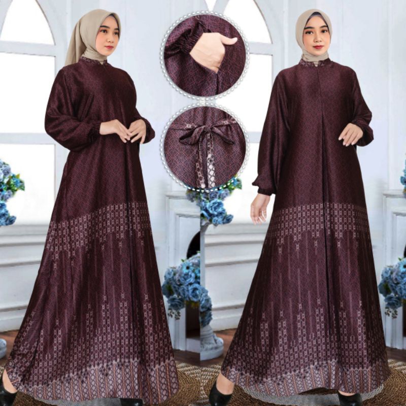 (COD)Monica gamis -gamis silky premium wanita gamis silky pesta gamis silky sergam gamis silky jumbo