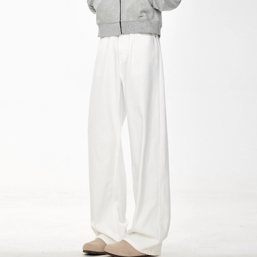 celana jeans pria baggy denim jumbo loose jeans korean style kulot straight jeans putih