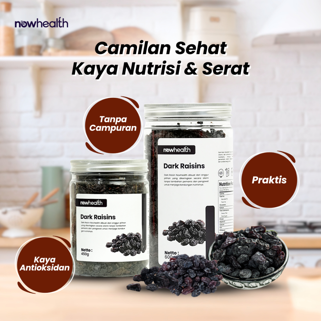 

Dark Raisin 600 gr Nowhealth Kismis Hitam Manis Organik Topping Campuran Camilan Sehat
