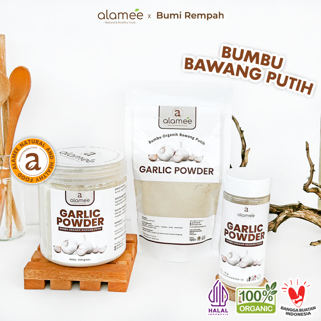 

Bawang Putih Bubuk Garlic Seasoning Powder Bumbu Masak Dapur Organik Rempah Rimpang Murni Asli 250g