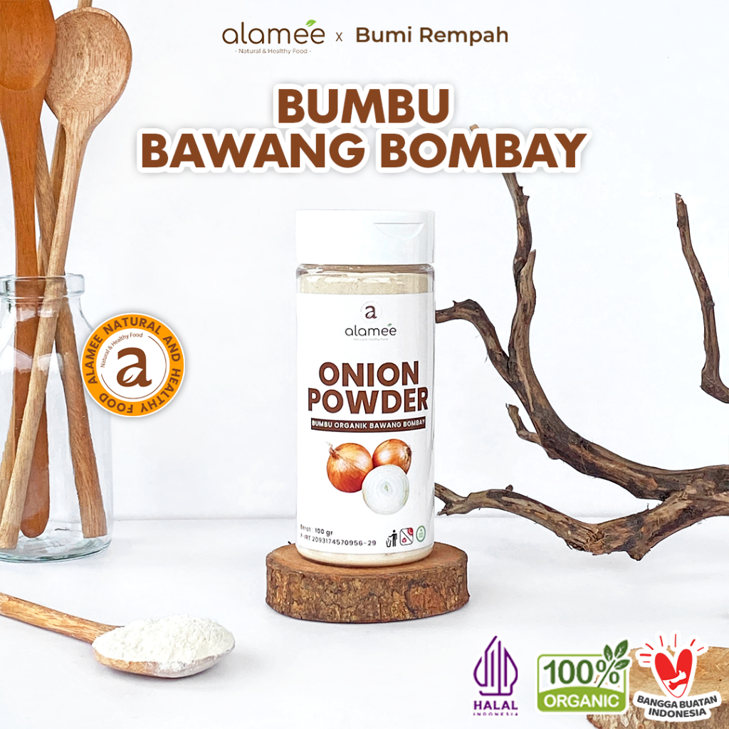 

ALAMEE Bawang Bombay Bubuk Onion Powder Ground Spice Bumbu Bombai Dapur Organik Tanpa Campuran 250g
