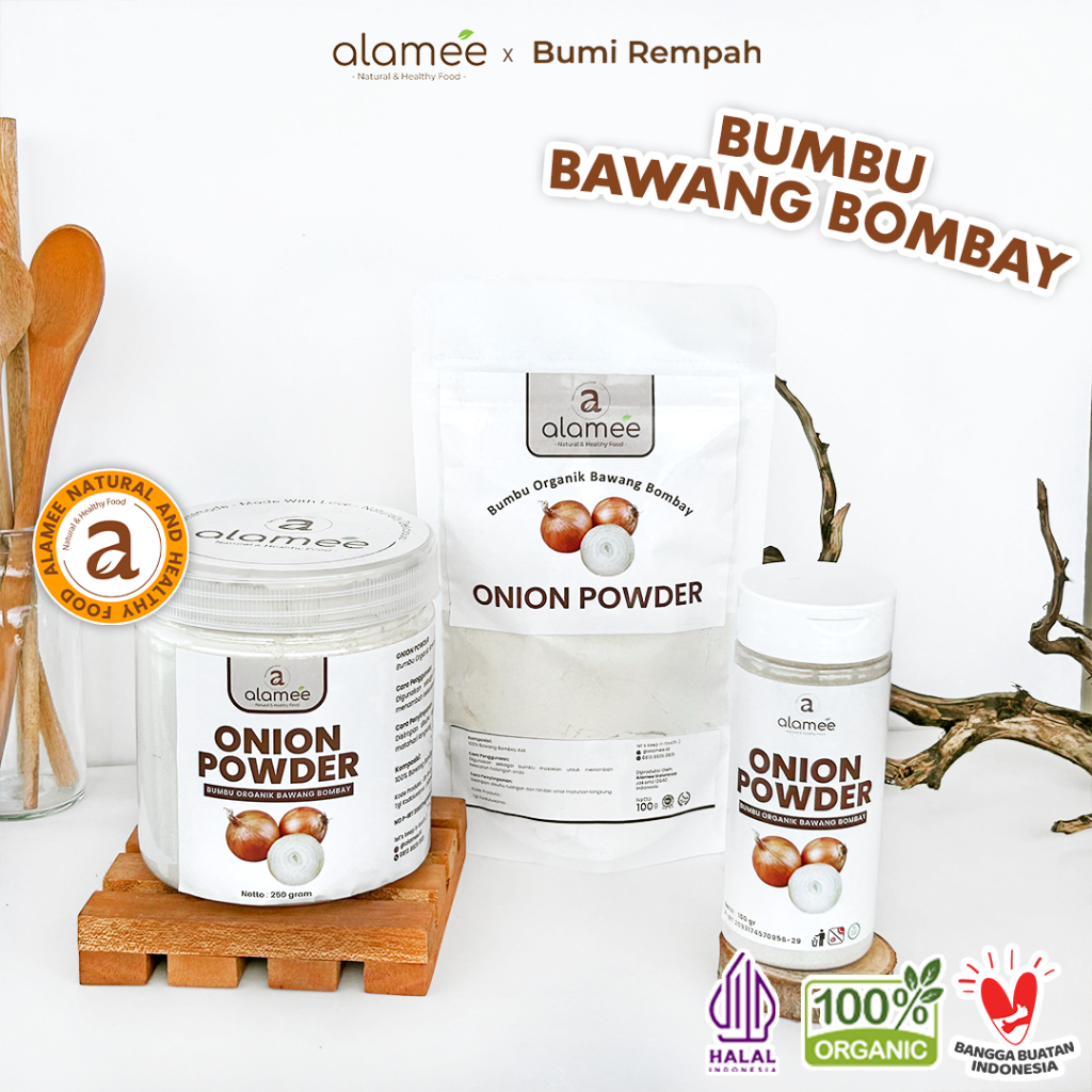 

ALAMEE Bawang Bombay Bubuk Onion Powder Ground Spice Bumbu Bombai Dapur Organik Tanpa Campuran 250g