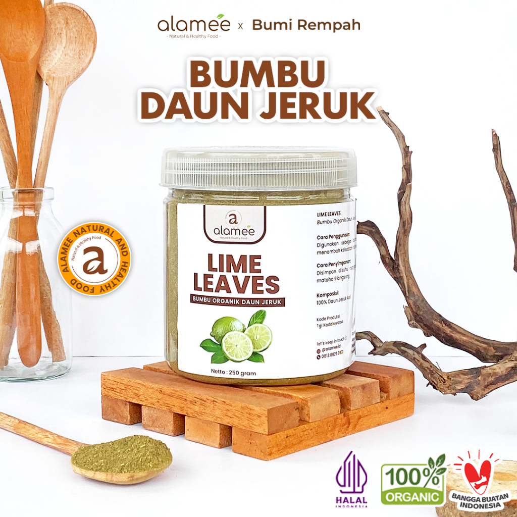 

ALAMEE Daun Jeruk Bubuk Lime Powder Bumbu Dapur Instan Organik Murni Asli Tanpa Campuran 250g