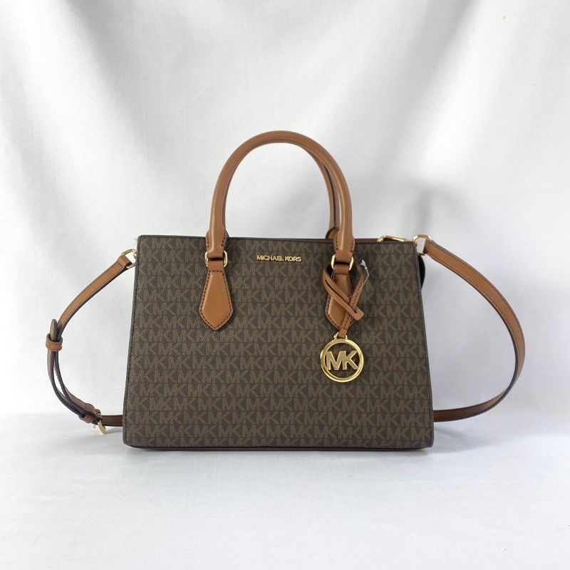 mk Sheila Medium Logo Satchel Brown