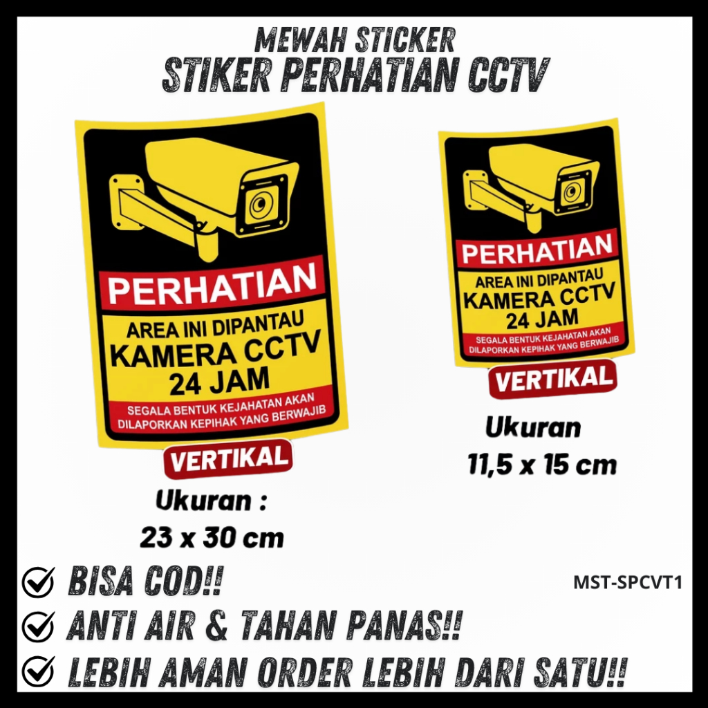 Stiker CCTV Murah | Stiker CCTV 24 jam | Stiker Sign Kamera CCTV 24 Jam Area Pantau | Stiker CCTV Be