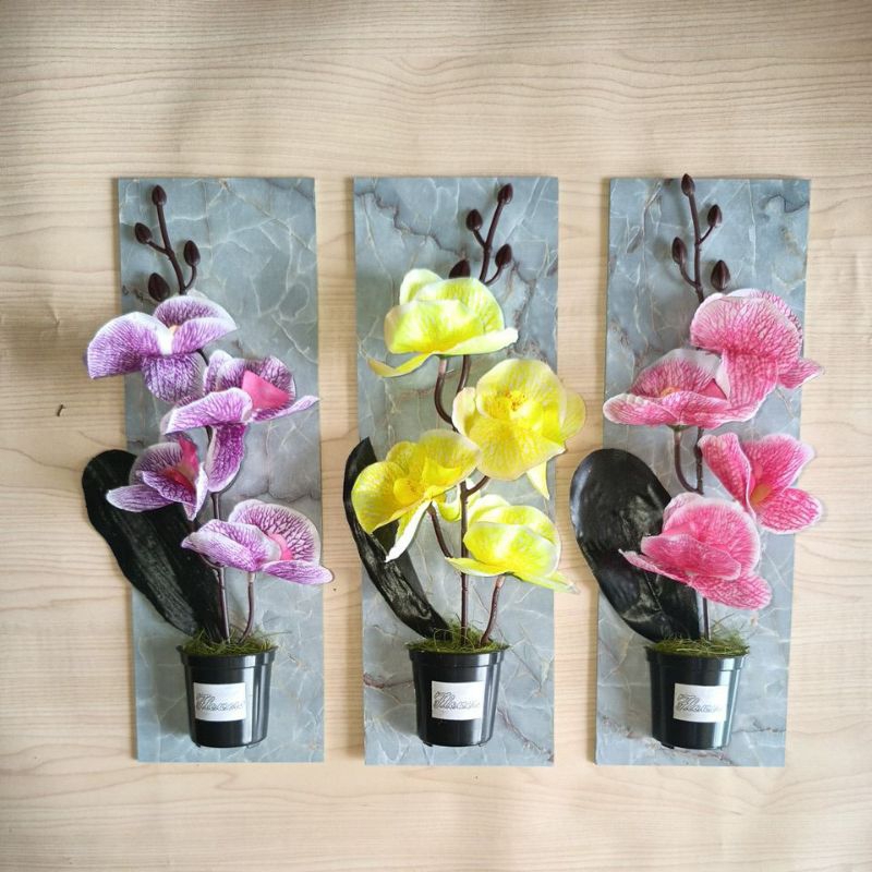 Bunga Anggrek Hias / Pajangan Dinding Bunga Anggrek Plastik/ Dekorasi Rumah