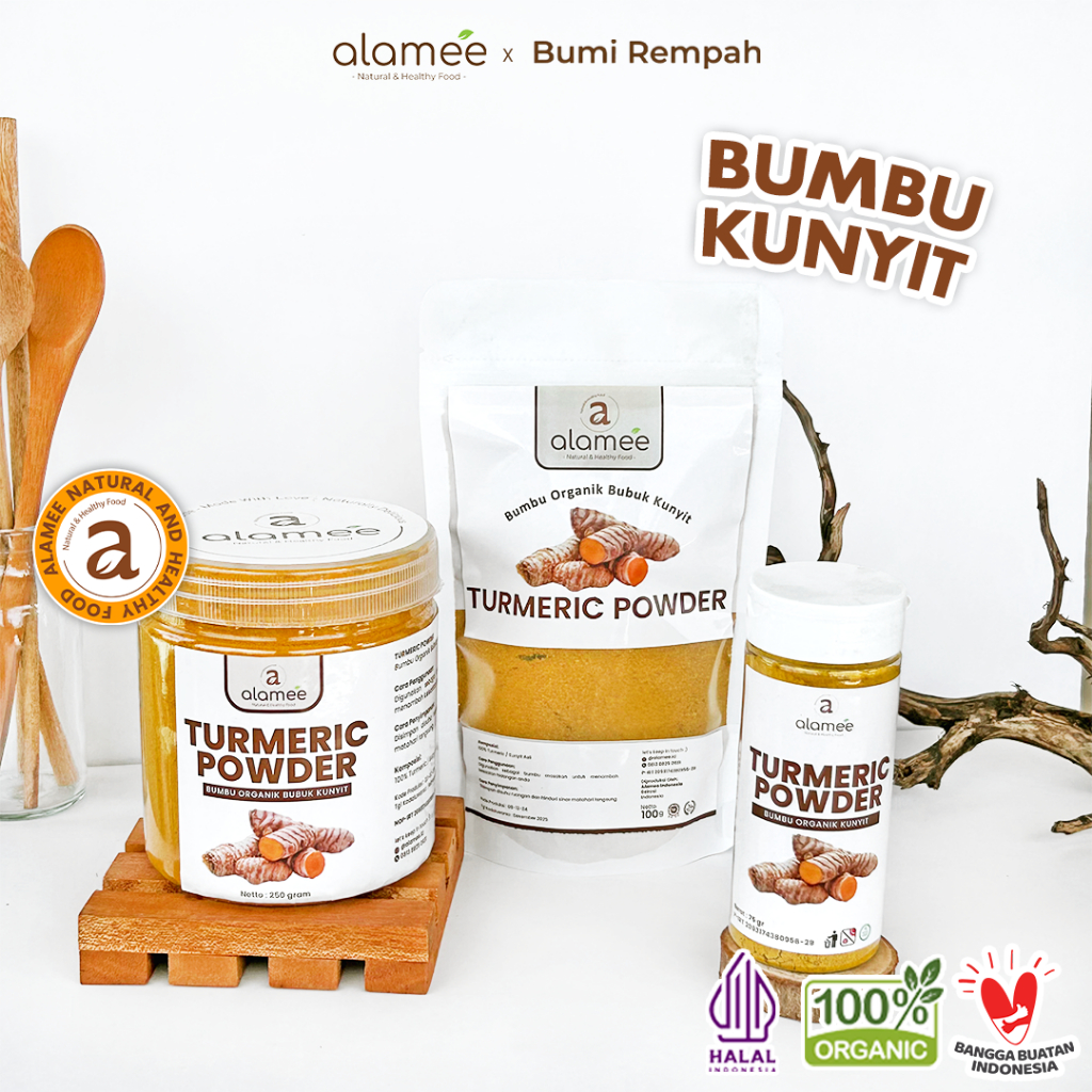 

ALAMEE Kunyit Bubuk Turmeric Seasoning Powder Ground Bumbu Dapur Instan Organik Murni Asli 250g