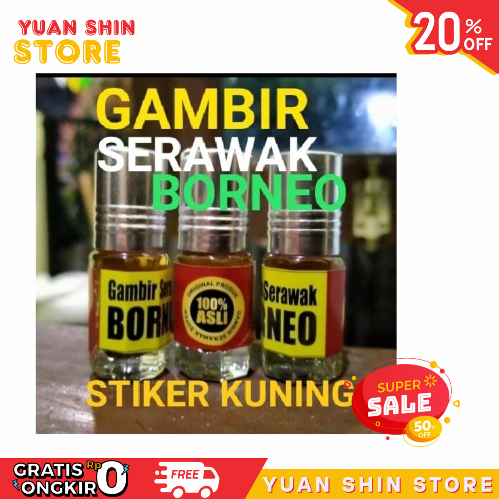 STIKER KUNING HERBAL GAMBIR SIAM SERAWAK BORNEO CAIR