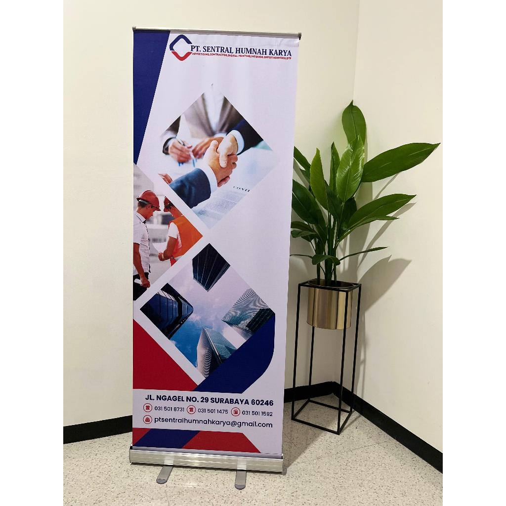 ROLL UP BANNER/ROLL BANNER/ROLL UP / CETAK ROLL UP BANNER / ROLLUP / STAND BANNER RANGKA 60 x 160 cm