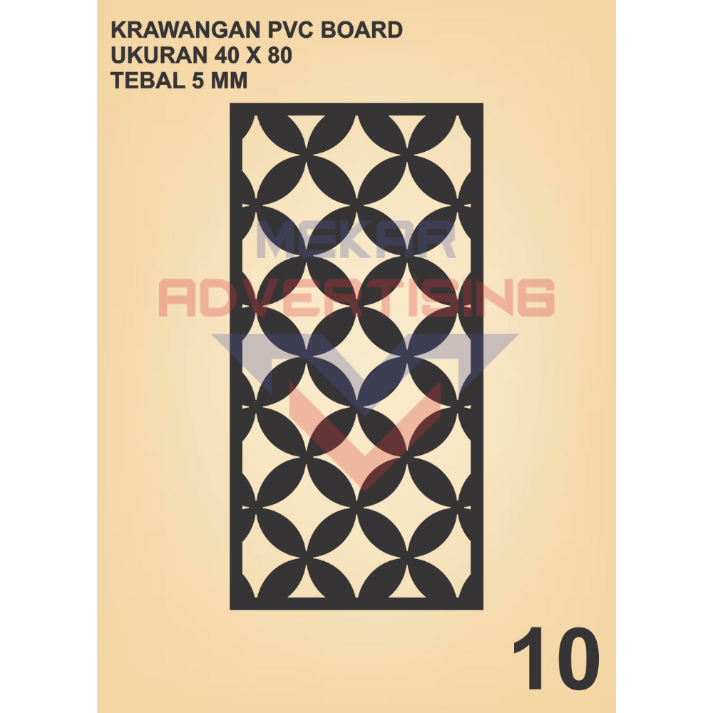 KRAWANGAN PVC BOARD HITAM  / ORNAMEN PVC FOAM BOARD HITAM TEBAL 5MM MODEL 10 UKURAN 40X80