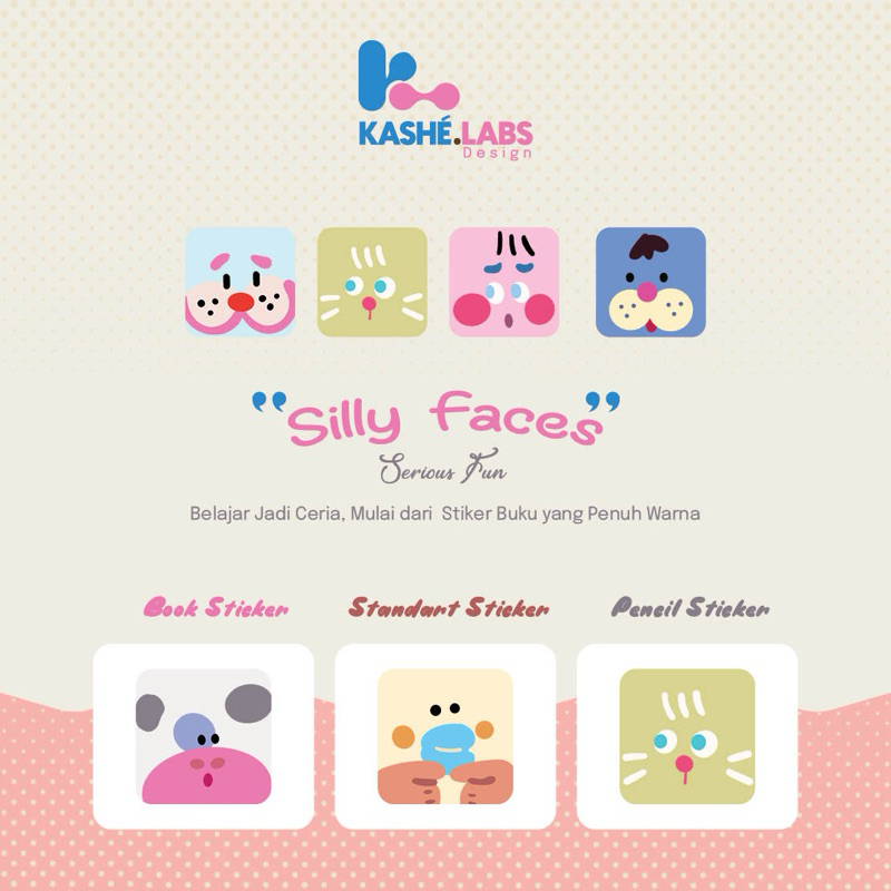 

KASHE.LABS Sticker Nama Buku Dan Peralatan Sekolah Custom Unik Silly Face Edition