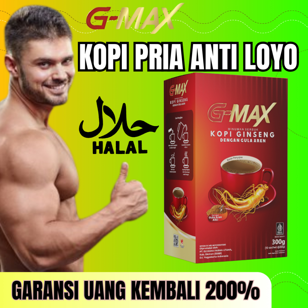 

KOPI KUAT G-MAX STAMINA LAMA ORIGINAL GMAX MINUMAN EXTRA GINGSENG ASLI BPOM GULA AREN