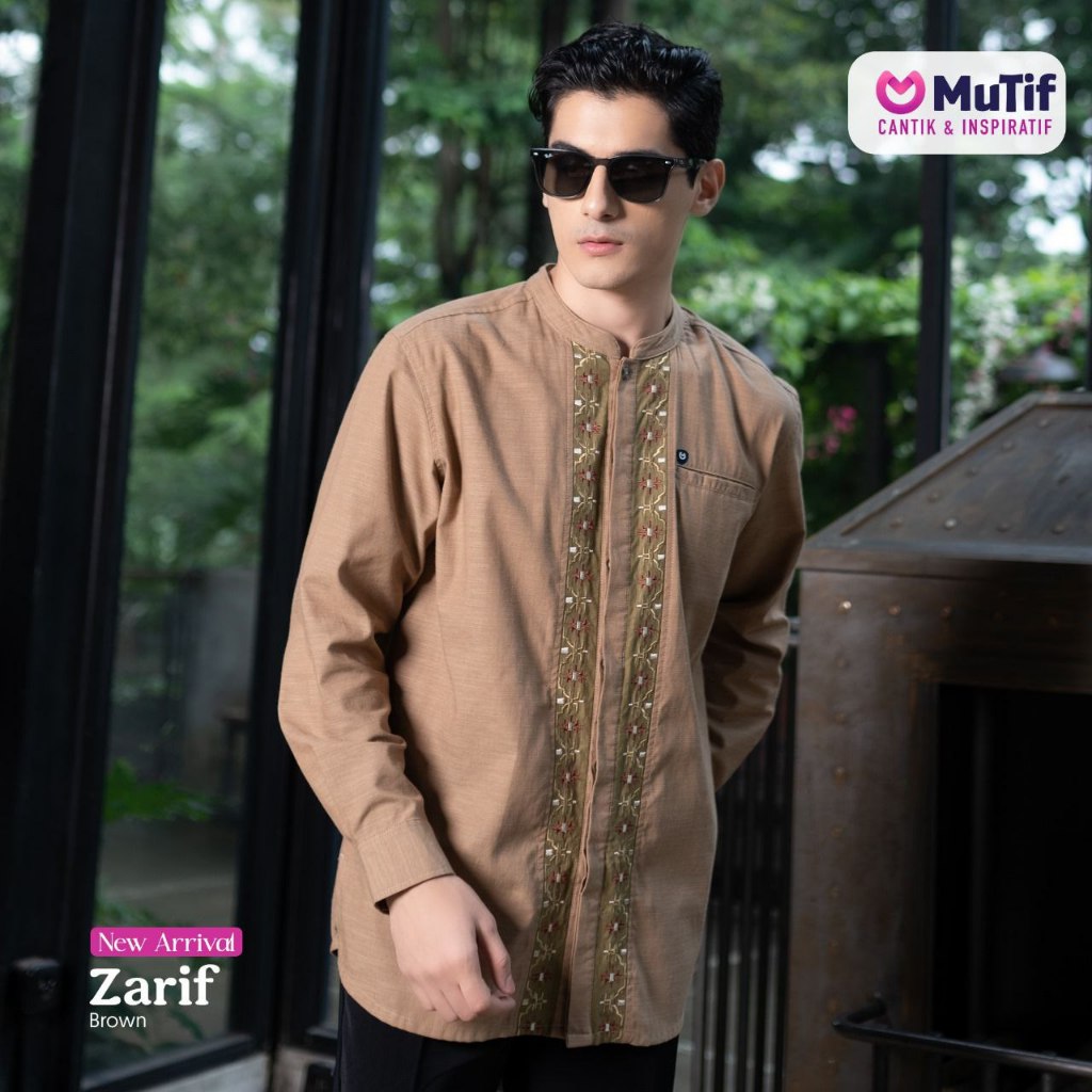 MUTIF ZARIF BROWN / ATASAN MUTIF LENGAN PANJANG / KOKO DEWASA LENGAN PANJANG / KOKO BRAND ORI MUTIF