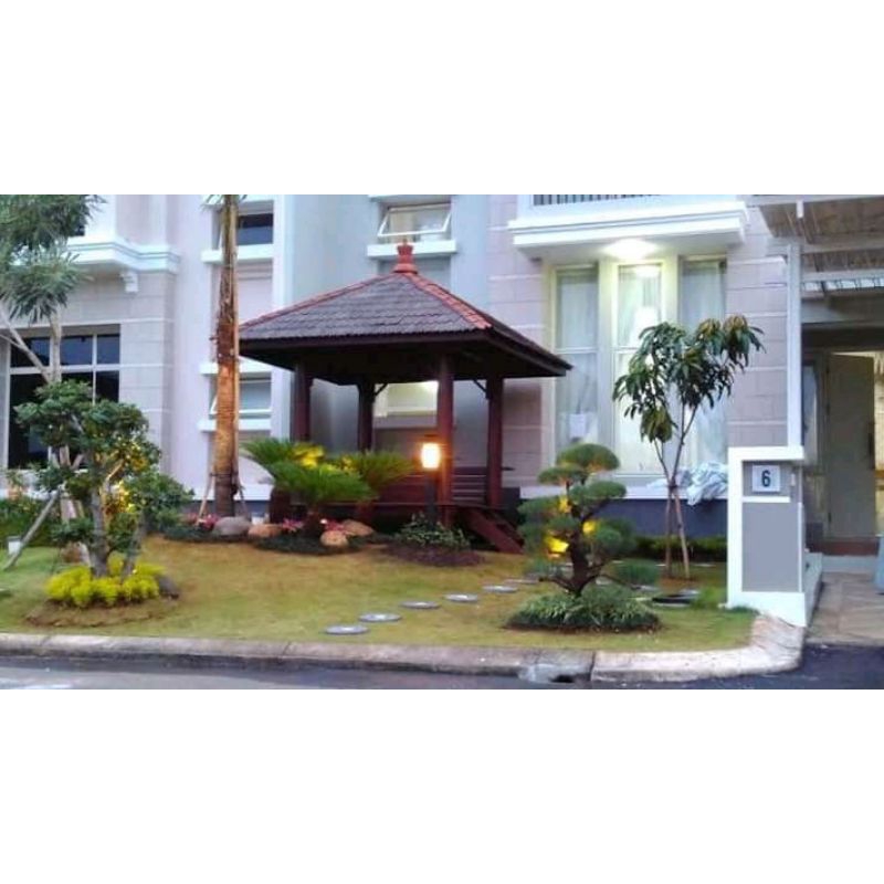 dekorasi taman ala Bali gazebo saung
