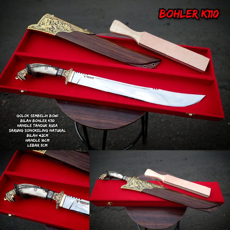 pisau sembelih bahan bohler model Bowie Prenium bahan