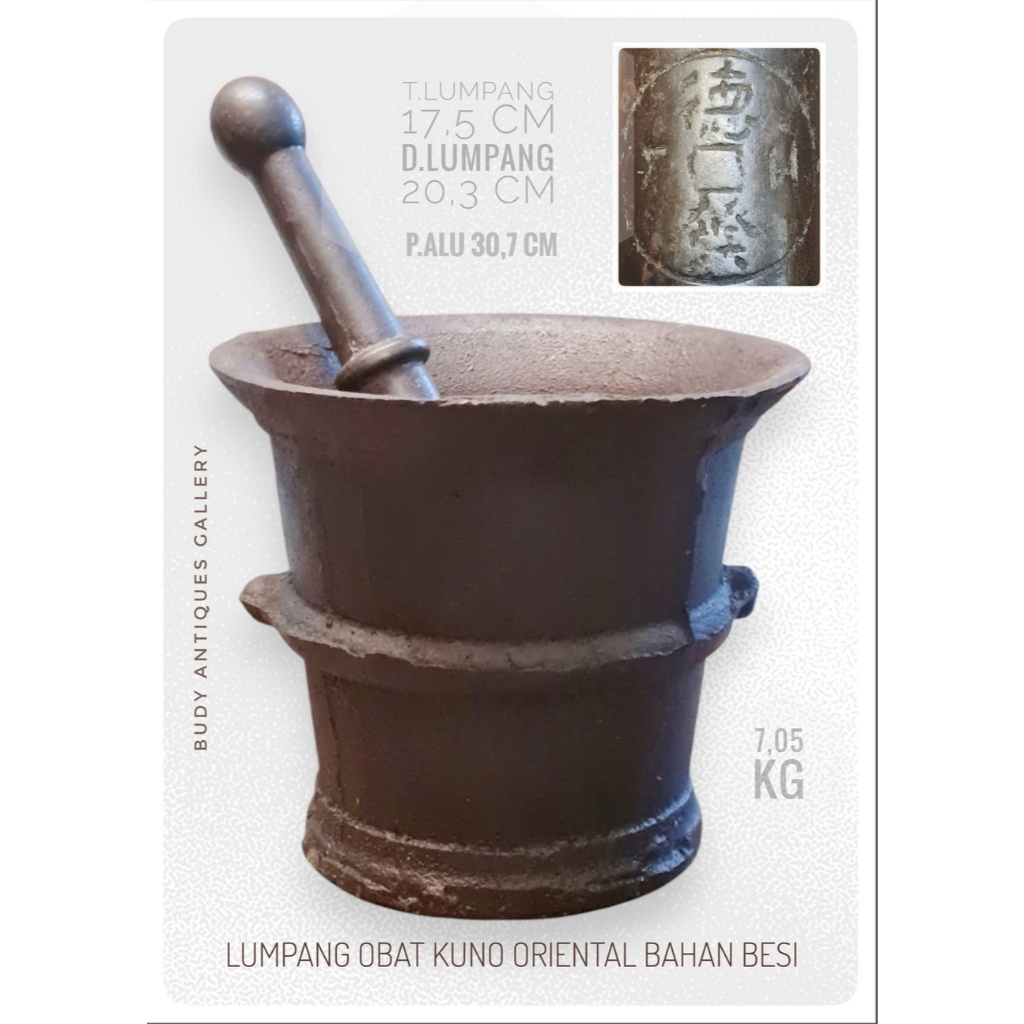 Lumpang Obat Oriental Kuno Bahan Besi