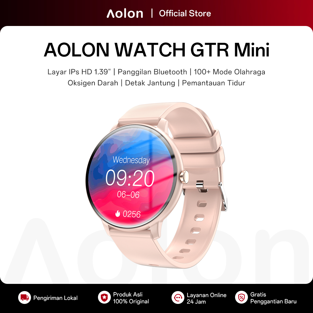 Aolon GTR Mini Smartwatch Jam Running Pria Pace Bluetooth Call Pedometer Pria/Wanita Game Multi-Spor