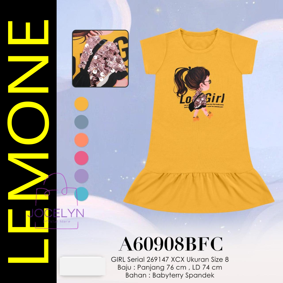 LEMONE for Girls BabyTerry Spandek 60908BFC size 08 umur 5-7 tahun Dress Daster mini anak perempuan 