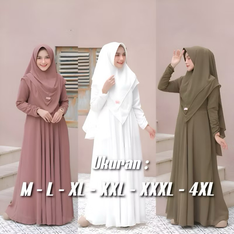 GAMIS SYARI UKURAN M L XL XXL XXXL 4L SET KHIMAR DRESS BUSUI TERBARU BAJU MURAH POLOS REMAJA KEKINIA