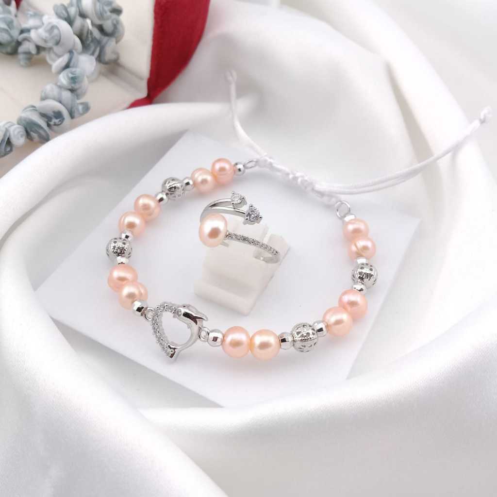 Satu Set Perhiasan Mutiara Air Tawar Asli Lombok - ST027