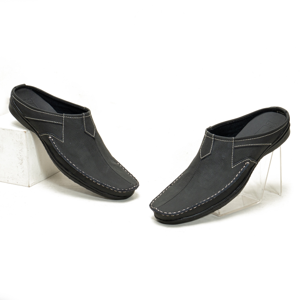 Sandal Slop Bustong Pria Kulit Asli Rajut Moccasin Fordza AR03