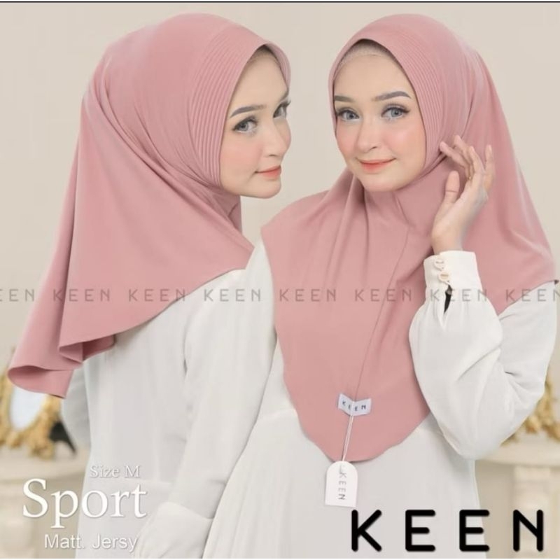 HIJAB SPORT KEEN JILBAB OLAHRAGA BAHAN JEARSY PREMIUM KEENAN