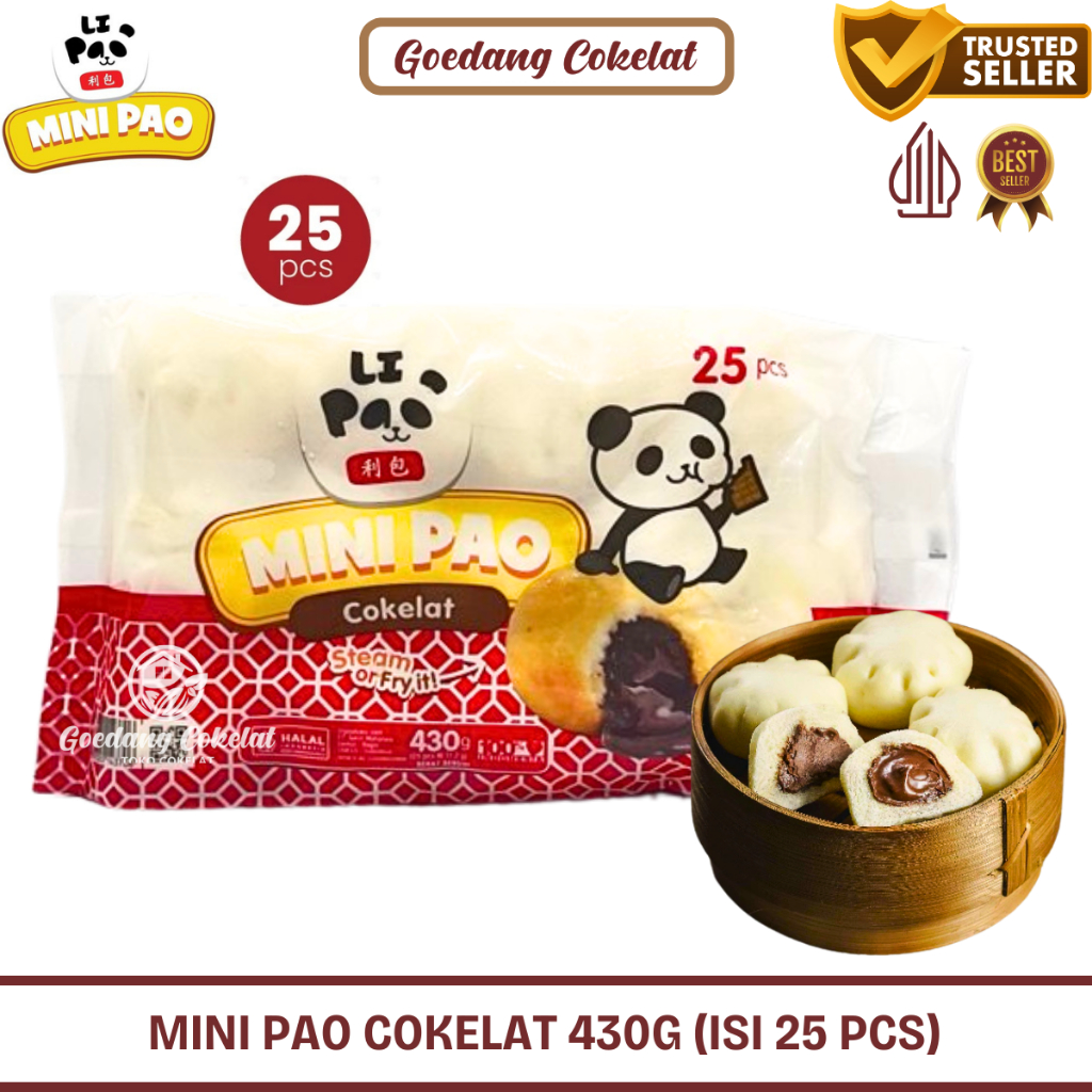 

Li Pao Mini Pao Rasa Coklat Isi 25 pcs 430 gr | Bakpao Mini Coklat | Frozen Food