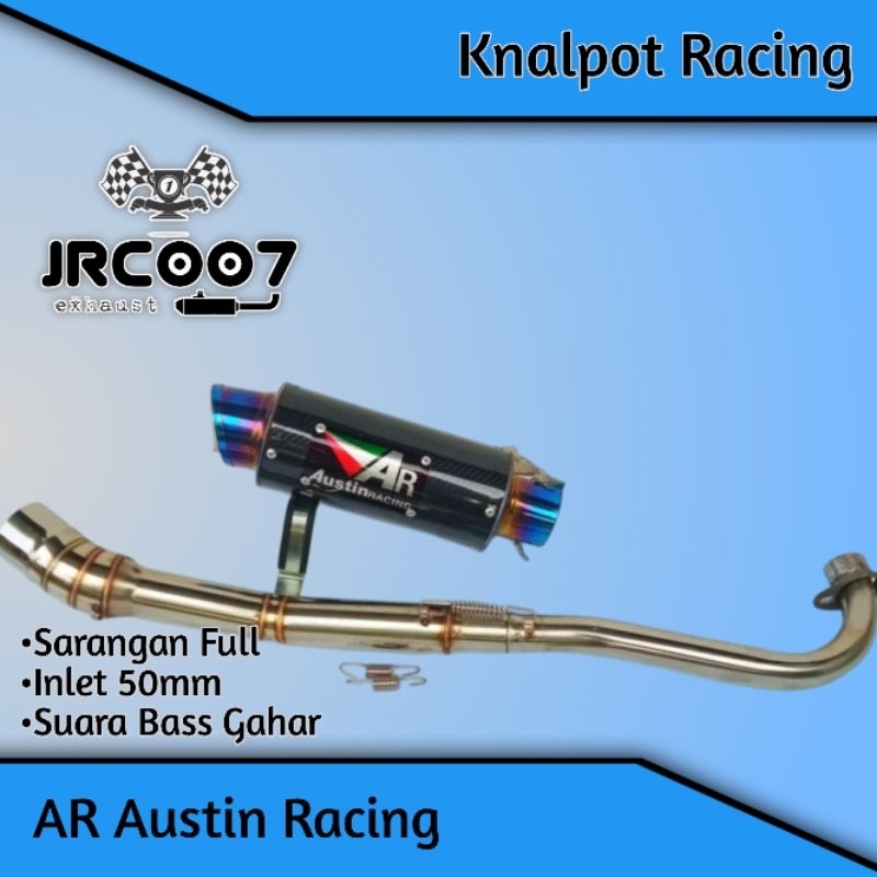 Knalpot Racing AR Austin Racing Blue Karbon For All Motor Bebek Jupiter Vega Supra Revo Blade Astrea