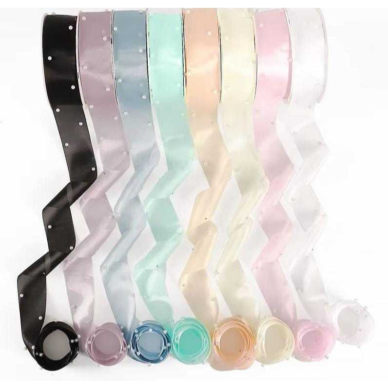 

Pita Kain 1,5 inch ( 3,8 cm ) Kain Ada Pearl Mutiara Pita Buket Hampers Souvenir Kado