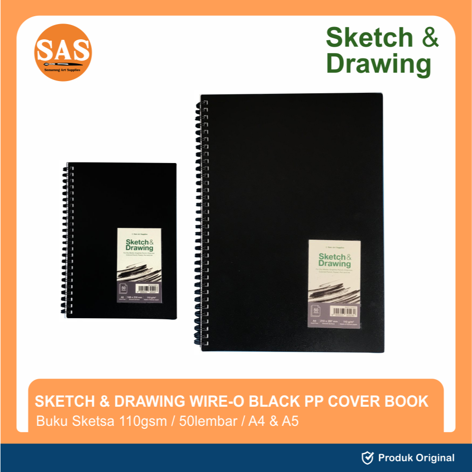 

SAS - Sketch & Drawing - Wire-O PP Cover Sketchbook 50 Lembar - 110gsm A4/A5 - Buku Sketsa