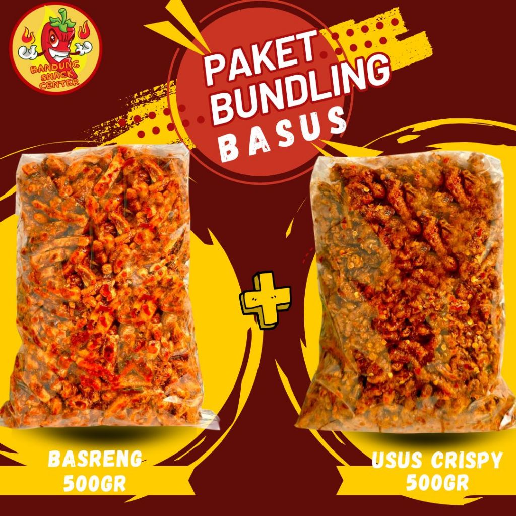 

PAKET BUNDLING BASUS - BASRENG & USUS CRISPY PEDAS DAUN JERUK BANDUNG SNACK CENTER