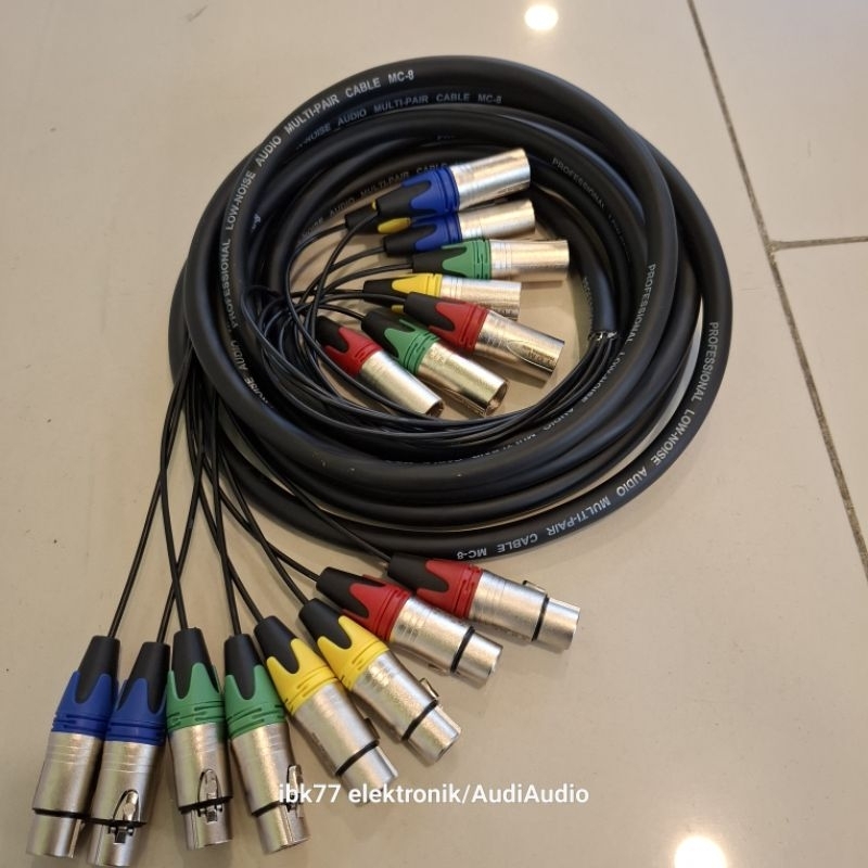 Snake Kabel isi 8 Komplit + Konektor Jack XLR Male-Female 5 Meter
