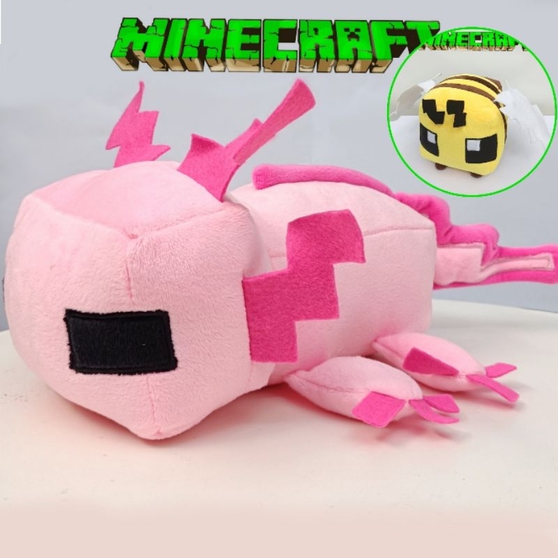 Boneka Minecraft Axolotl Pink Plush Toys Salamander Minecraft Bee