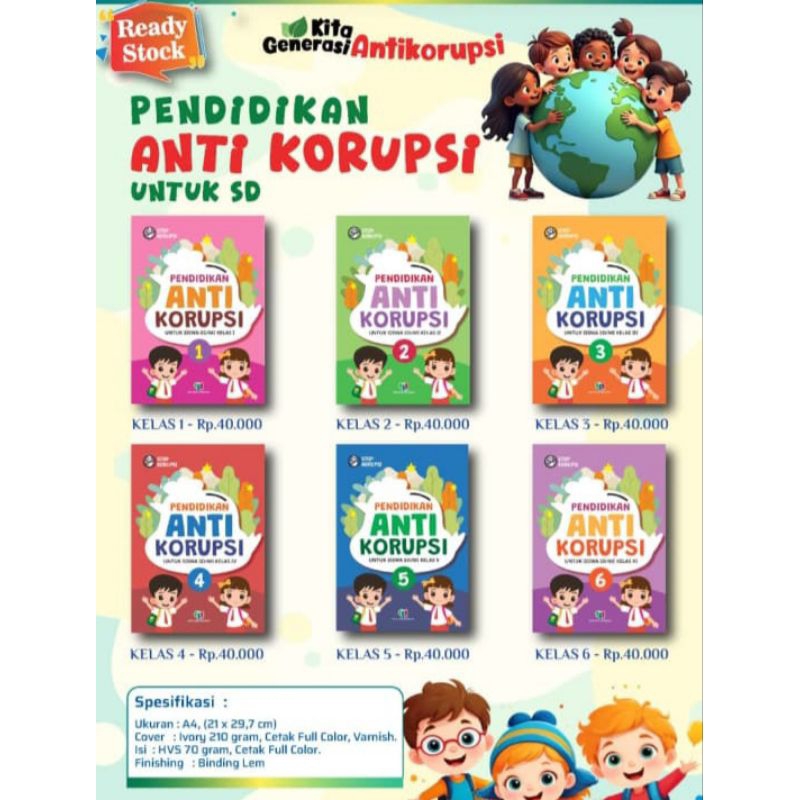 Buku Pendidikan Anti Korupsi untuk SD (Kelas 1 - 6) 100% ORIGINAL
