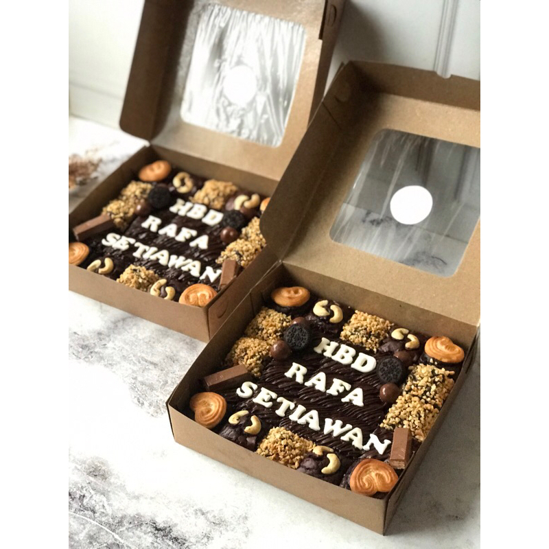 

Fudgy Brownies ulang Tahun Custom Kue Ultah Cokelat Tulisan huruf