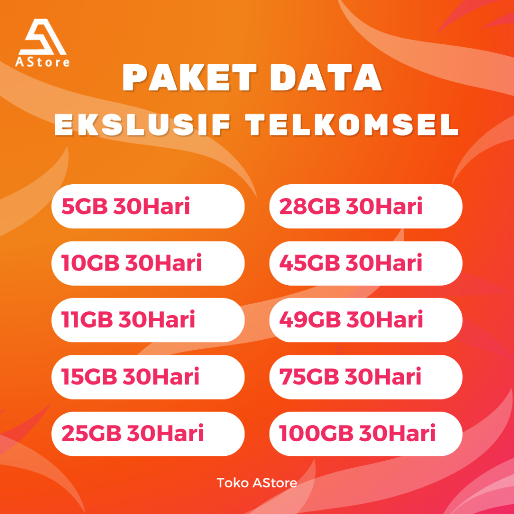 Paket Data Ekslusif Telkomsel Full Kuota 24 Jam | 30 Hari | All Zona 5 Gb10 Gb 11 Gb15 Gb25 Gb28 Gb4