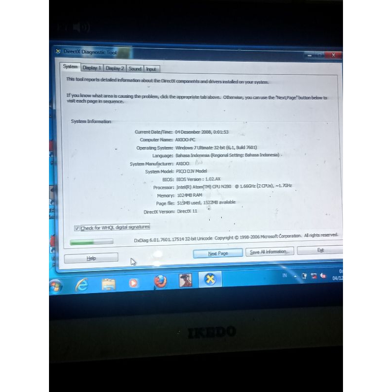 notebook Axioo Pico