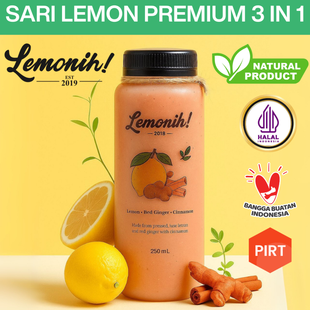 

Lemonih Sari Lemon 3 in 1 Jahe merah dan Kayu manis Jus Lemon Asli Premium Diet Alami Original