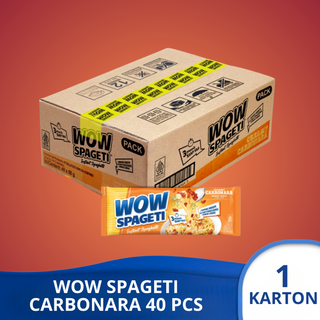 

(1 KARTON) WOW SPAGETI CARBONARA Pasta isi 40 pcs