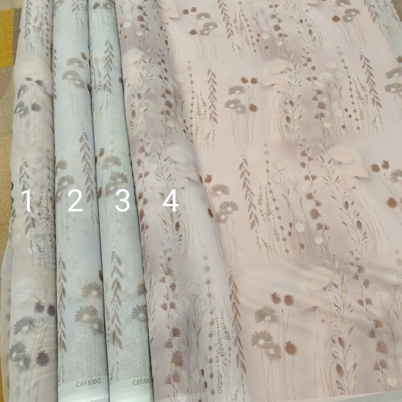 kain ORGANZA PRINT / CAVANI PRINT || harga per setengah mtr
