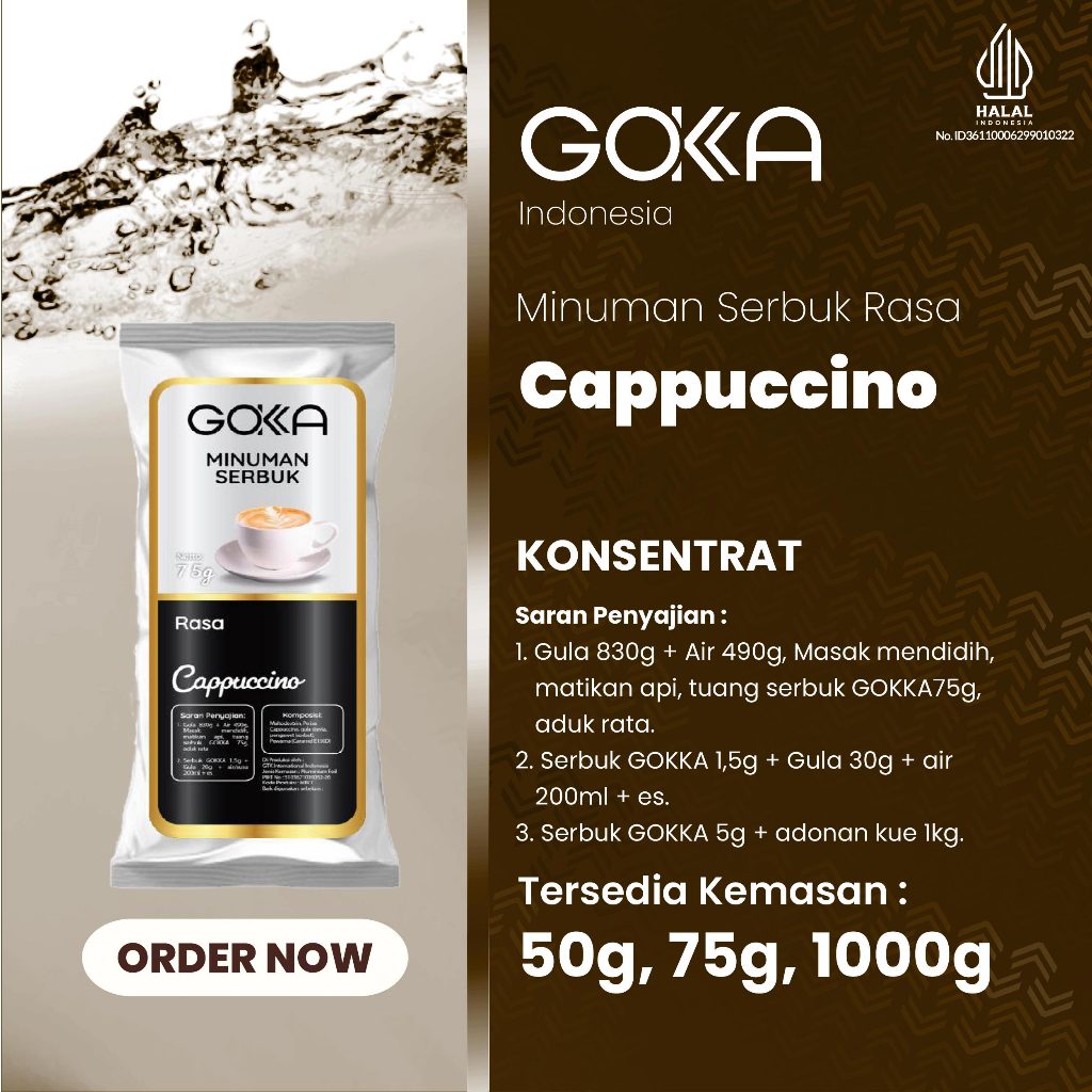 

Minuman Powder Cappuccino / Bubuk Cappuccino Gokka Kemasan 50gr