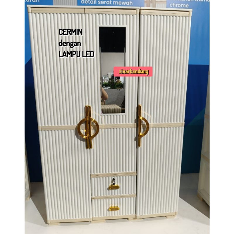 OLYMPLAST LEMARI PLASTIK OTC LUXURY 3 PINTU GANTUNG GAMIS / LEMARI PAKAIAN PLASTIK OLYMPLAST 3 PINTU