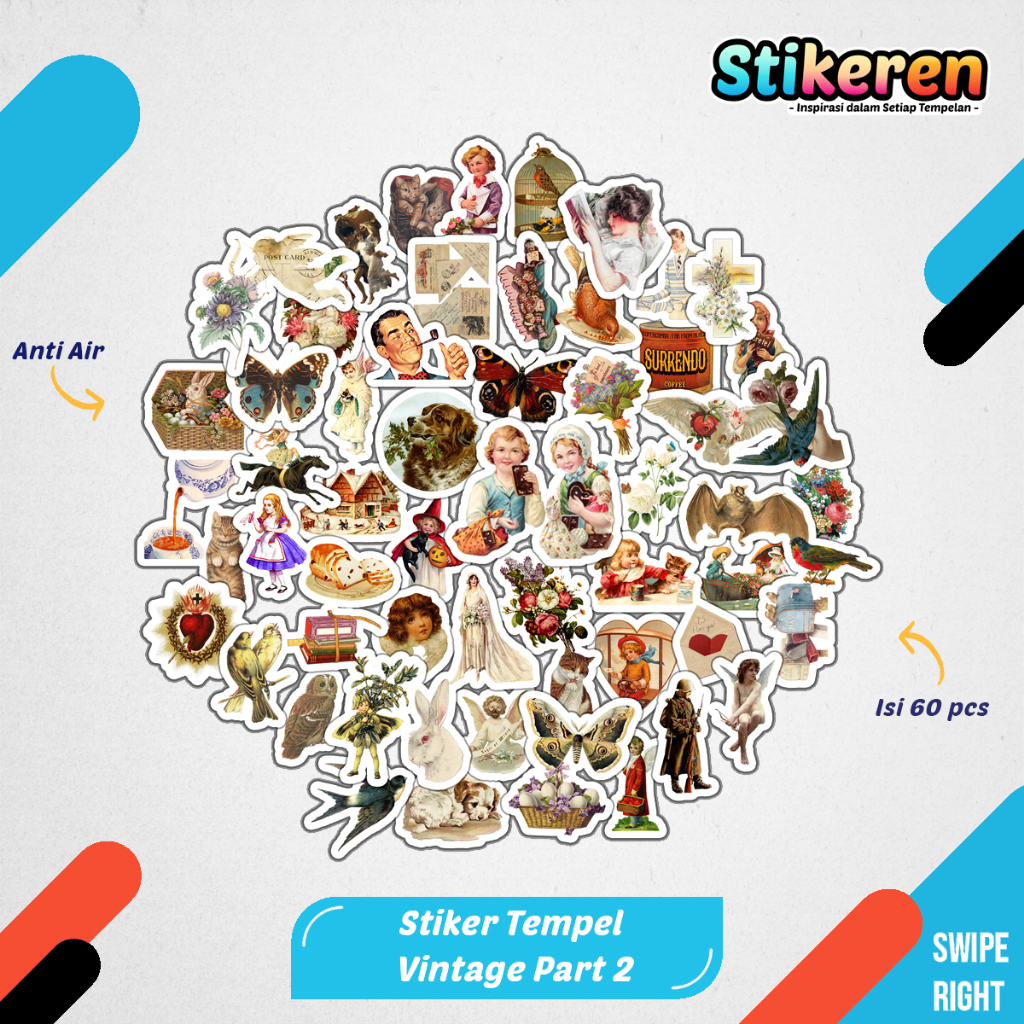

Stiker Vintage Aesthetic Part 2 Paper Vinyl Dekorasi Laptop Koper Tumbler Kulkas DIY