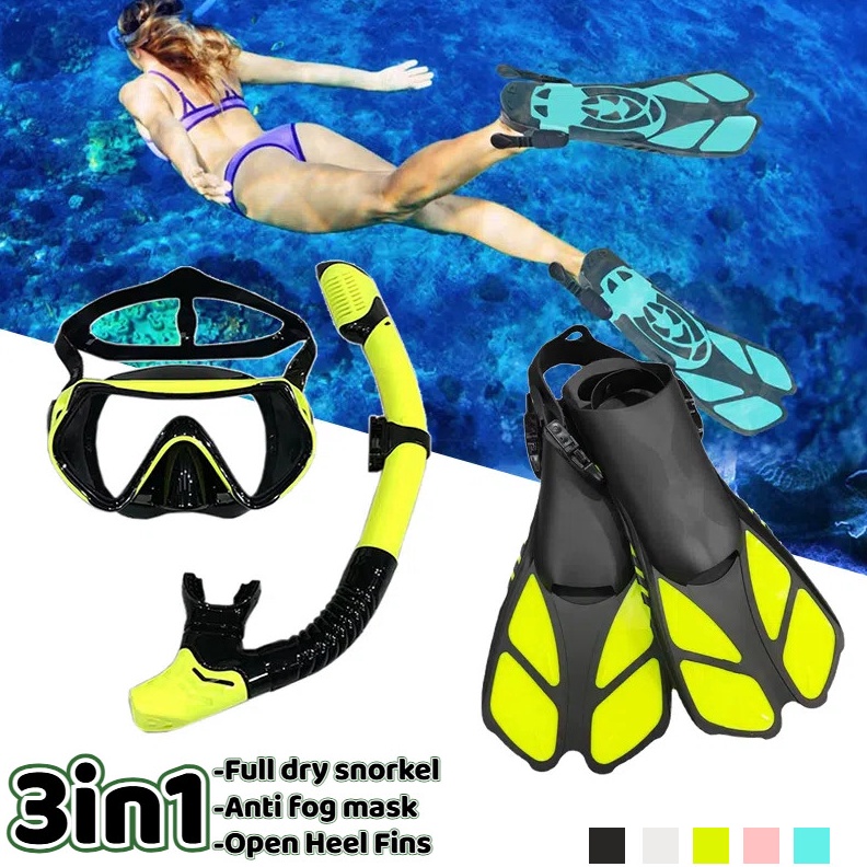 KODE N98V Snorkeling Set Lengkap Peralatan Menyelam Diving Masker Kacamata Selam Snorkling Full Dry 
