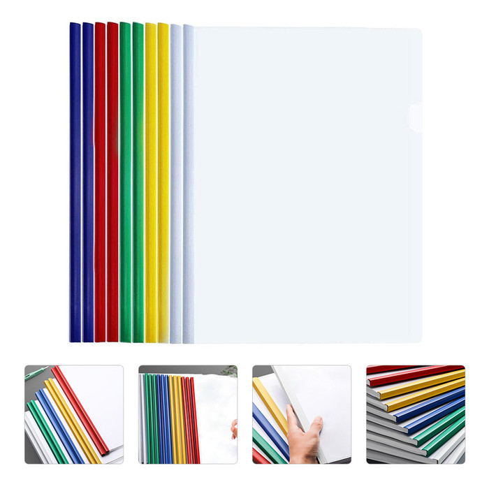 

10 Pcs Draw Rod Report Cover With Sliding Bars Binder Clips Office Desks Transparent File Sliding Bar A4 Paper Holders