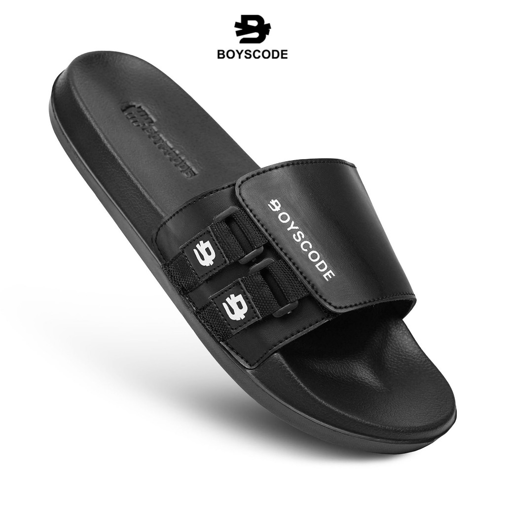 BOYSCODE X SKINRUMA Sandal Selop Karet Strap Zeus Hitam Pria Wanita / Sandal Slide / Sandal Slip On 